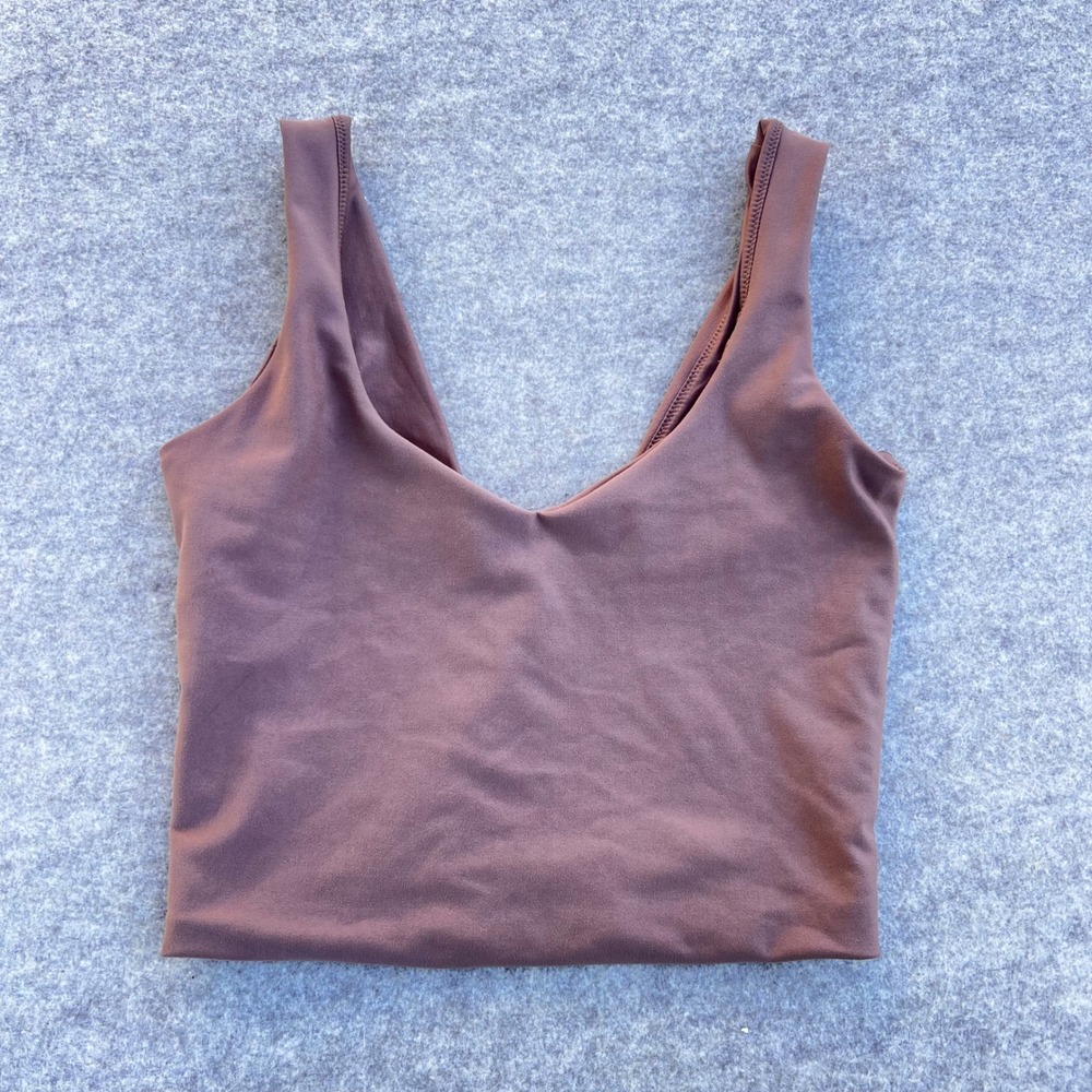 Abercrombie YPB Active V-Neck Cropped Tank Top Women Small Brown Mauve